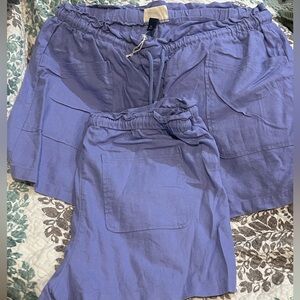Lavender Elastic Waist Linen Shorts